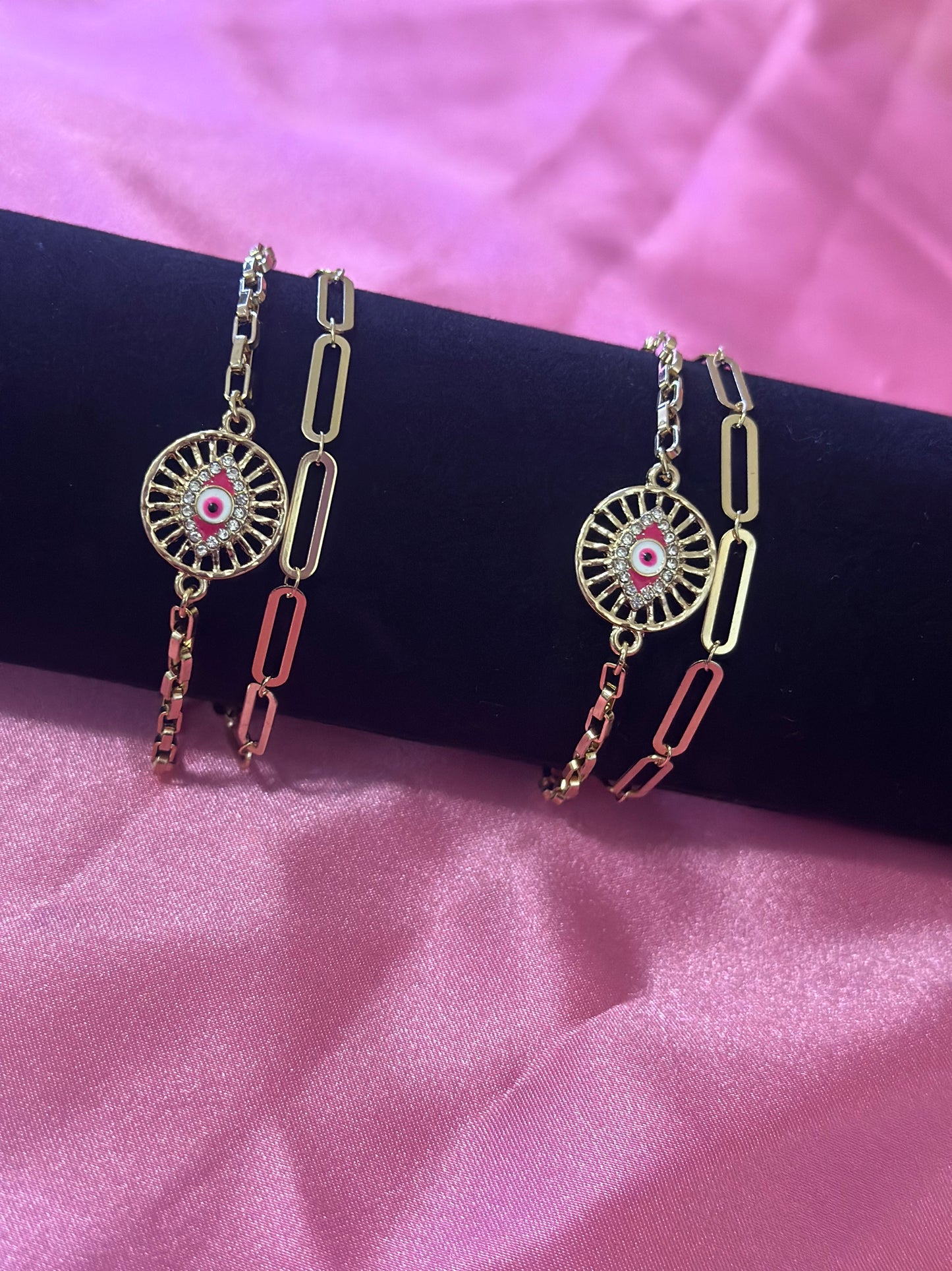 ESTEFANIA-PINK EVIL EYE BRACELETS