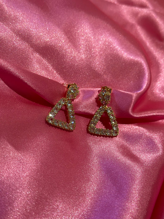 SPARKLE-GOLD TRIANGLE EARRINGS