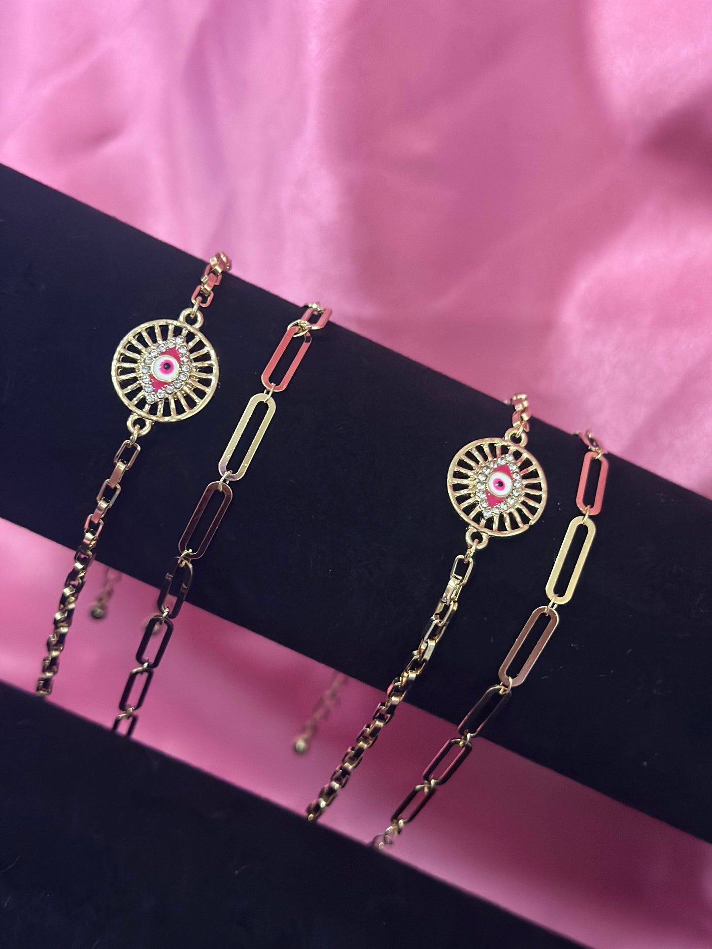 ESTEFANIA-PINK EVIL EYE BRACELETS